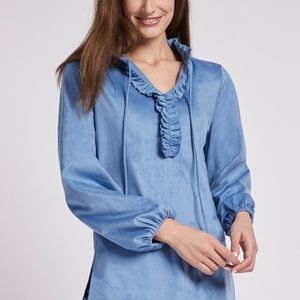 NWT Tyler Boe Faux Suede Blue Top